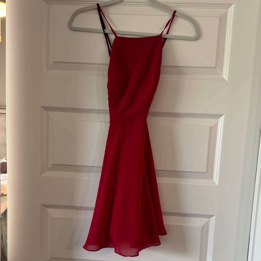 Lulu's Vibrant Red Asymmetrical Dress